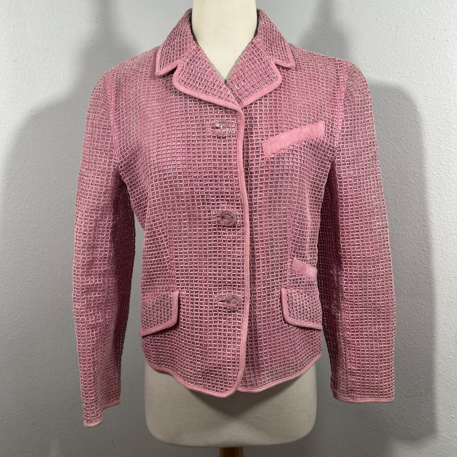 Gianni Versace Blazer Womens 6 Pink Suede Cocktail Evening Statement Jacket